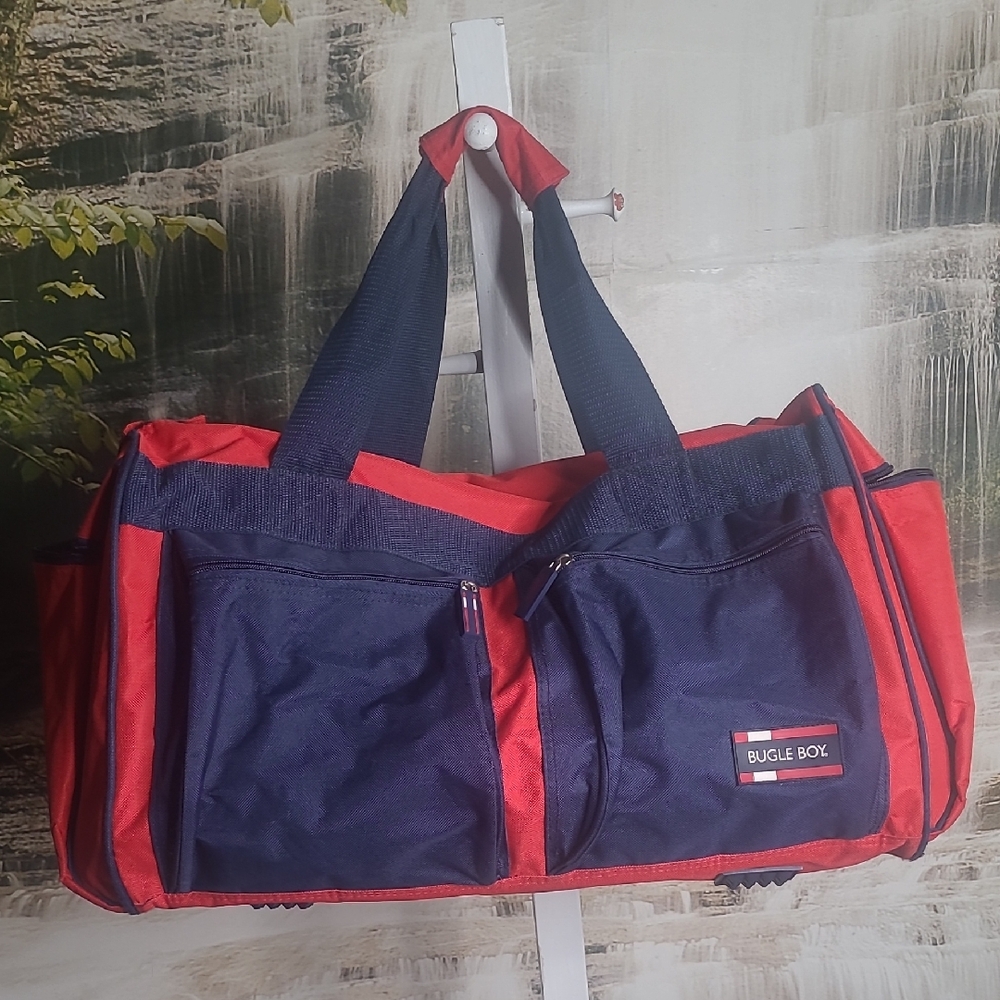 Bugle Boy Mens Retro red blue travel sporty Retro vintage duffle bag